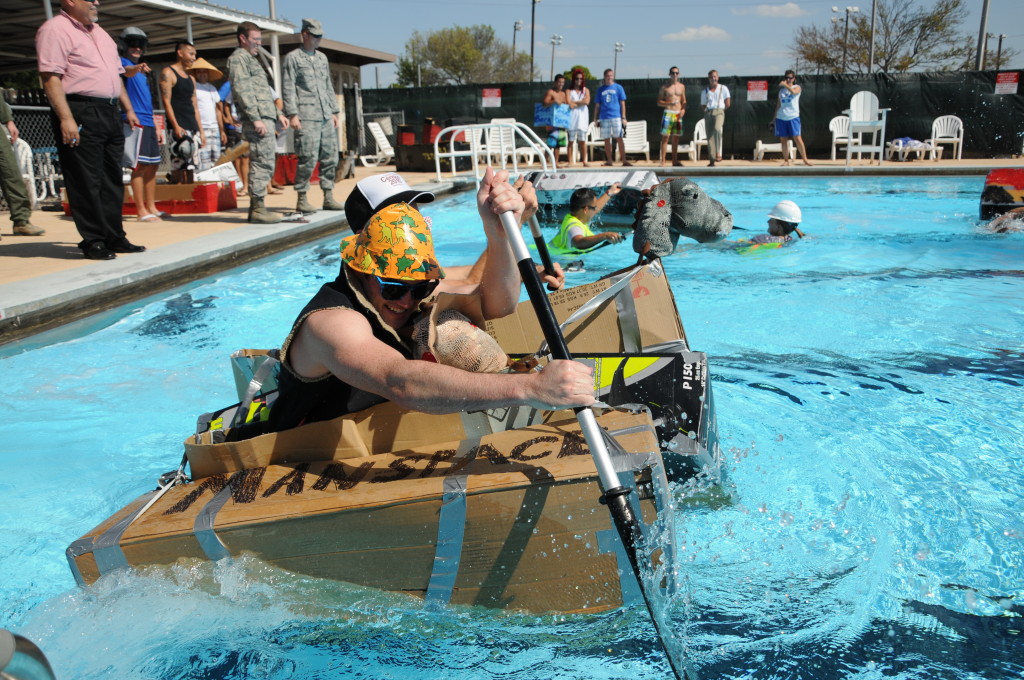 cardboard boat race | swimming pool games for adults | games to play in the pool 