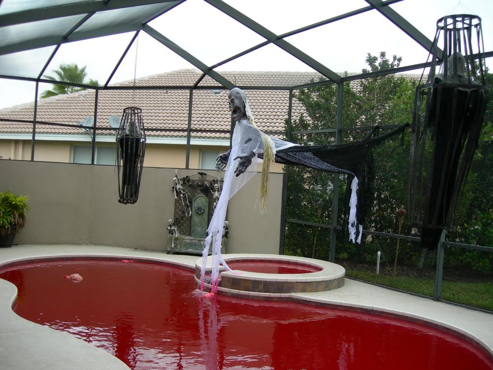 pool dyed red halloween pool party ideas