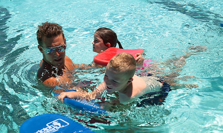 swim in your pool to lower chlorine