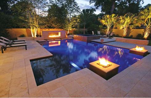 poolside fire pit pool fireplaces pool trends