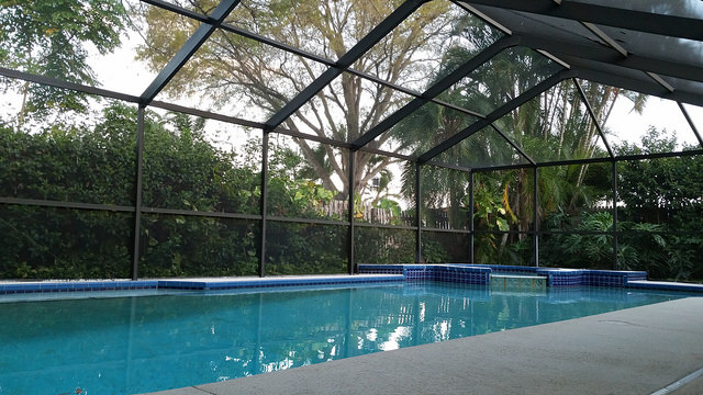 use a pool enclosure to keep frogs out of your pool