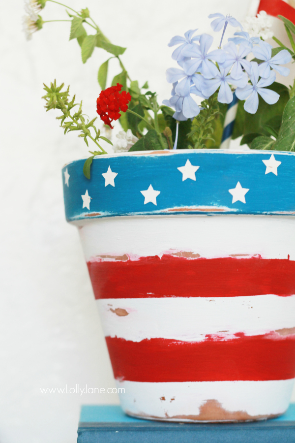 patriotic flower pot 4th of july pool party decor