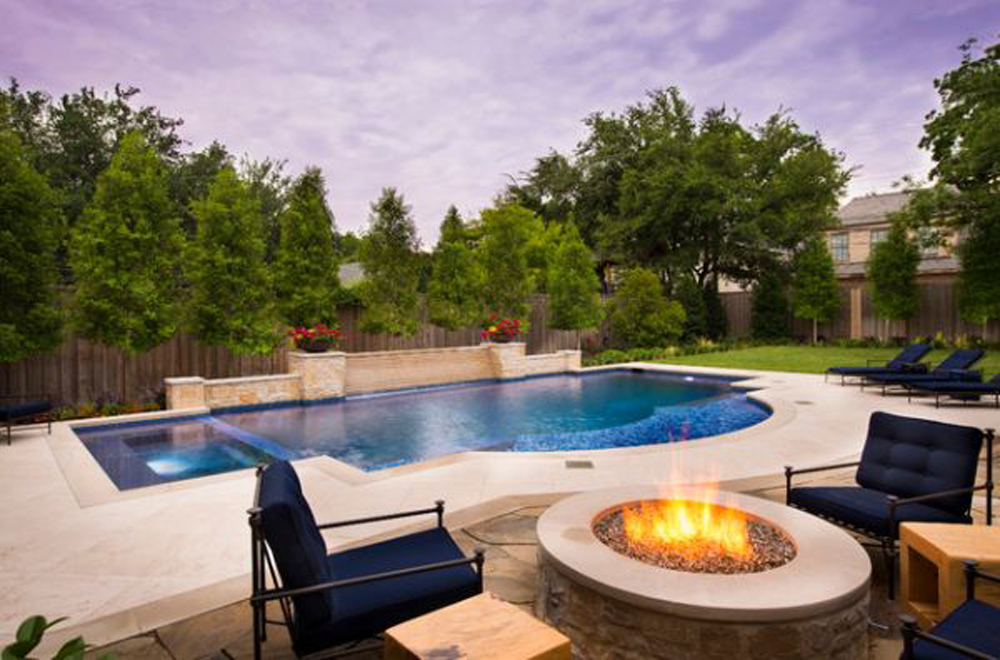 fireplace near pool pool landscaping ideas