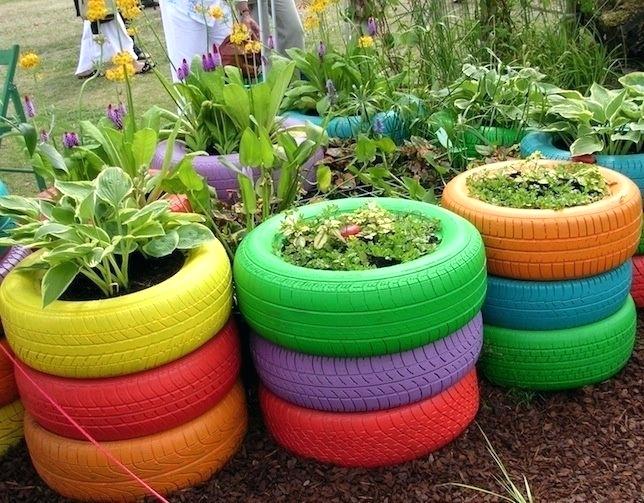 recycled planters for pool landscaping