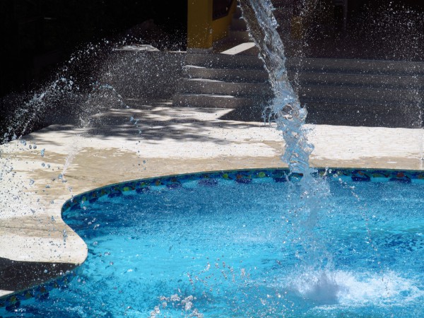 turn off fountain to reduce pool water evaporation