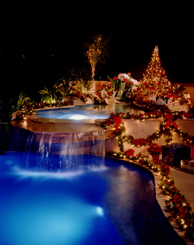 pool deck christmas pool party decorations