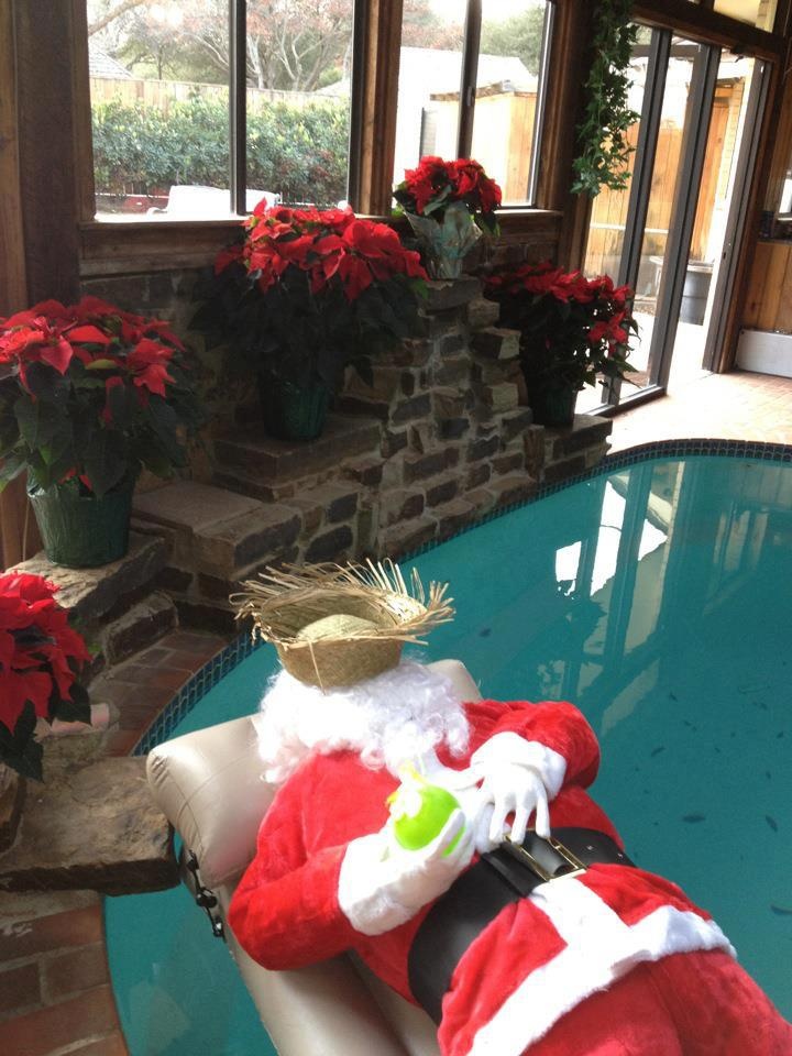floating santa christmas pool party decorations