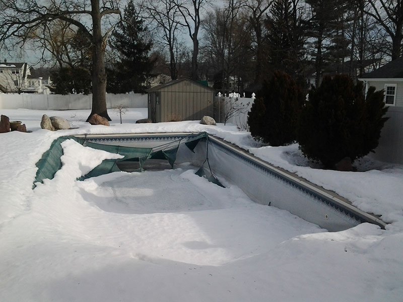 pool cover collapse from snow remove snow from your pool cover