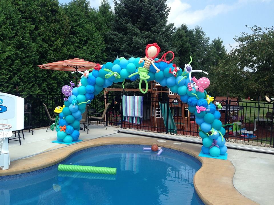 balloon arch pool party decoration