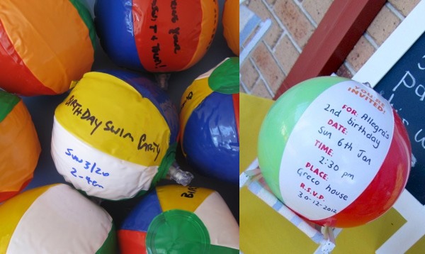 beach ball summer pool party invitation idea