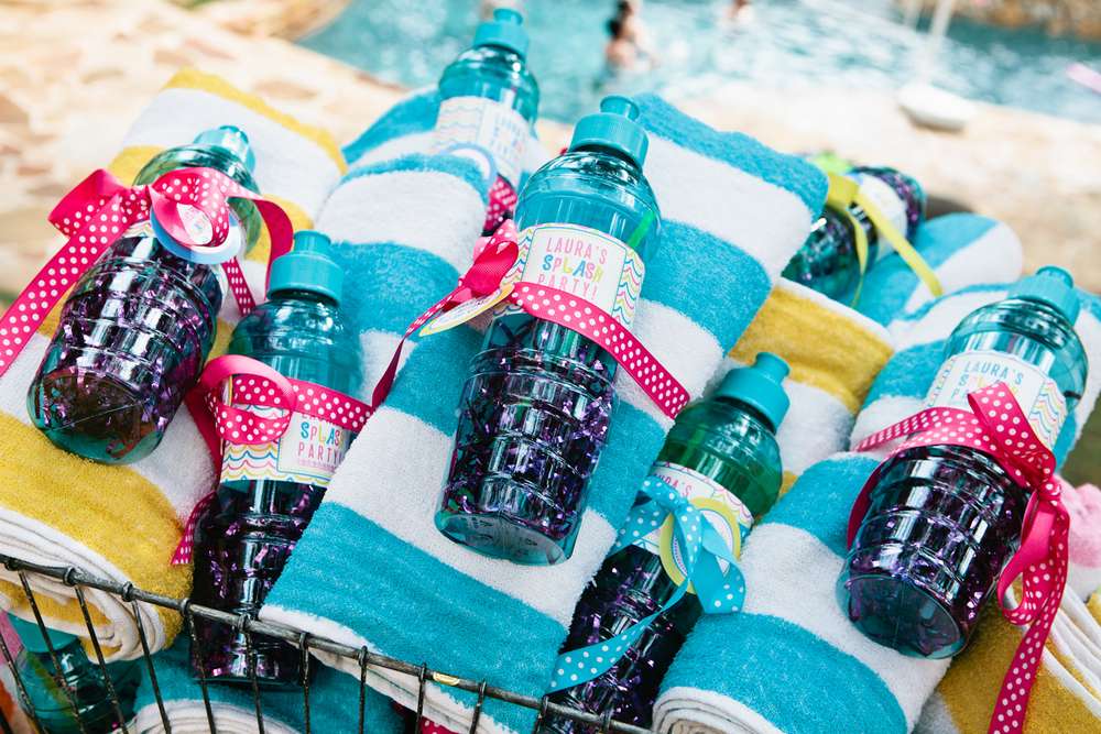 water bottle towel summer pool party ideas invitation