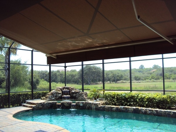 install pool shade to cool down swimming pool