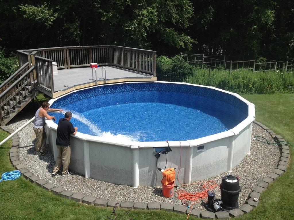 Modern Above Ground Swimming Pool Installation for Large Space