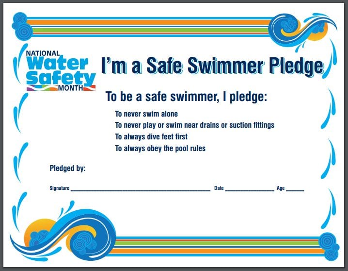 safe swimmer pledge water safety tips pool safety guidelines nationalwatersafetymonth