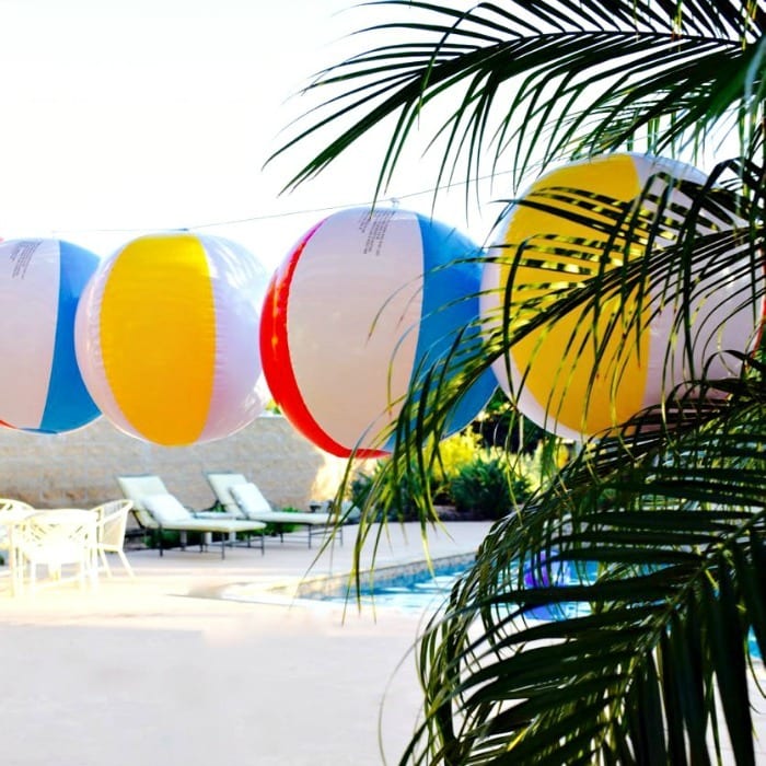 beach ball garland summer pool party ideas decorations